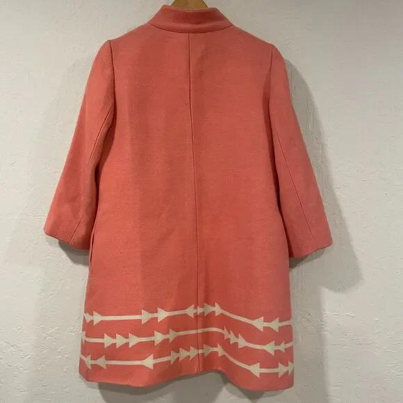 ~Anthropologie Med Wool Coat Lauren Moffatt "Eastward" Coral Peach Women's M - Picture 13 of 15